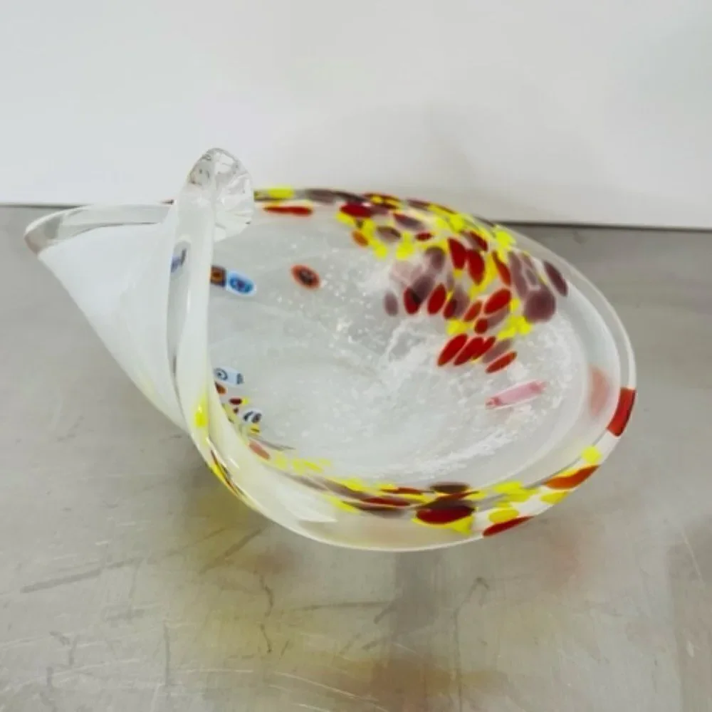 Murano Style Millefiori Clear Swirl Yellow Red White Twist End 7.25
